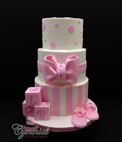 Pink and white Baby Shower - Cake by Cynthia Jones