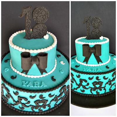 Tiffany Blue & Black Arabesque Lace - Cake by miettes