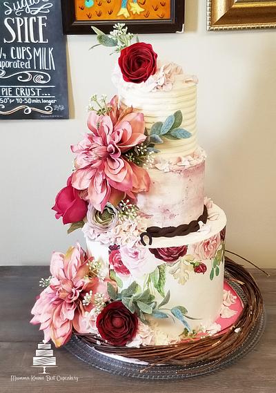 Burgundy/Dusty Rose Rustic Styled Wedding - Cake by MKBC 