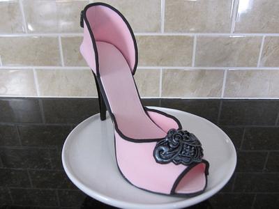Pink & Black High Heel Shoe - Cake by WhimsicalCharacters