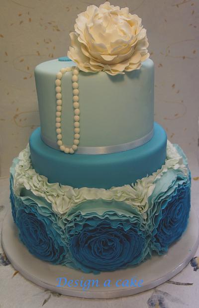 Blue ruffles wedding cakes - Cake by Alessandra