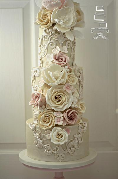 Flowers & Scrolls - Cake by Sophia's Cake Boutique