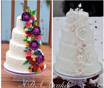 Colorful florals or cozy white winter  - Cake by Divya iyer