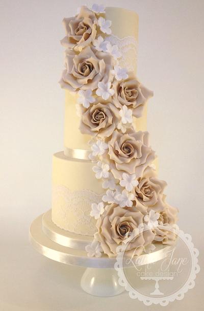 Rose Cascade Wedding - Cake by Laura Davis