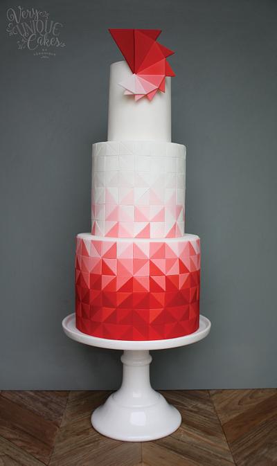 Triad Cake ~ Red Ombre - Cake by Very Unique Cakes by Veronique 