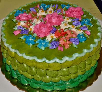 Ombre cake with buttercream flowers - Cake by Nancys Fancys Cakes & Catering (Nancy Goolsby)