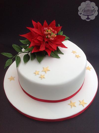 Poinsetta Christmas Cake - Cake by Butterfly Cakes and Bakes