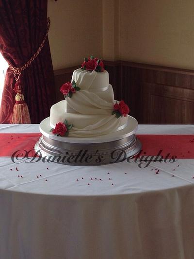 Drapes and roses wedding cake - Cake by Danielle's Delights