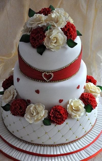 carnation and roses wedding cake - Cake by Icing to Slicing