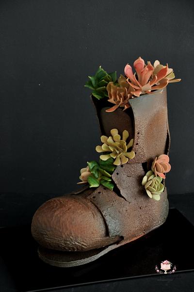 Garden succulent pot, Old Shoe - Cake by Evgenia Vinokurova