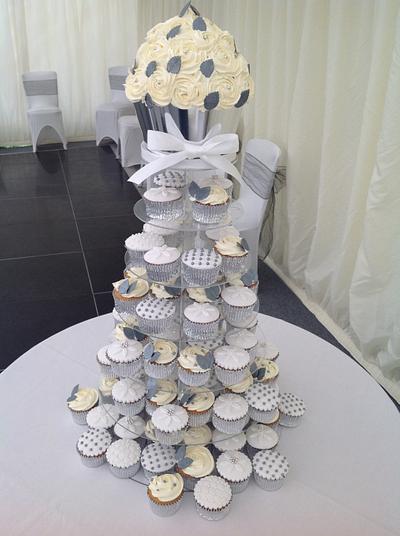 Silver and white cupcake tower - Cake by Iced Images Cakes (Karen Ker)