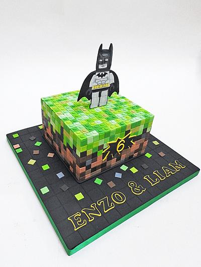 Minecraft/Lego Batman mash-up - Cake by The Chain Lane Cake Co.
