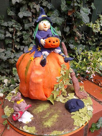 Halloween Witch on pumpkin  - Cake by Karen's Kakery