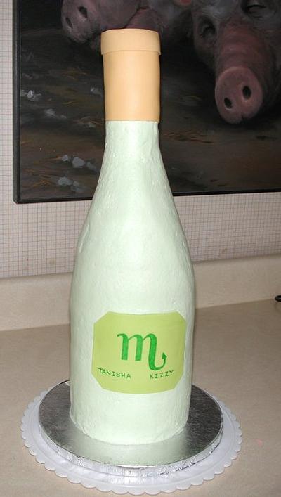 Buttercream Wine Bottle with Fondant accents - Cake by DesignsbyMaryD