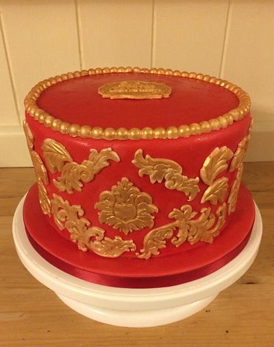 Red and gold cake baroque style - Cake by Samantha clark 