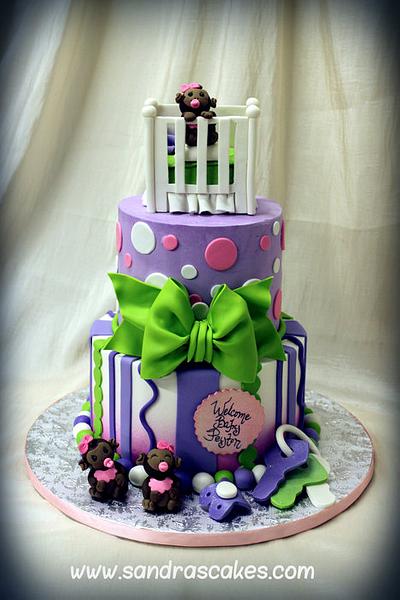 Monkey Themed Baby Shower Cake - Cake by Sandrascakes
