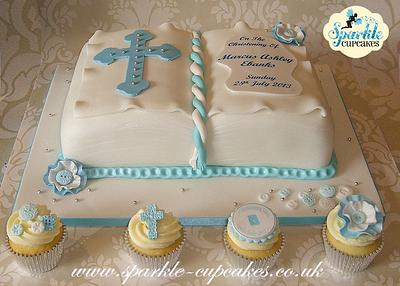 Bible Christening Cake & Cupcakes - Cake by Sparkle Cupcakes