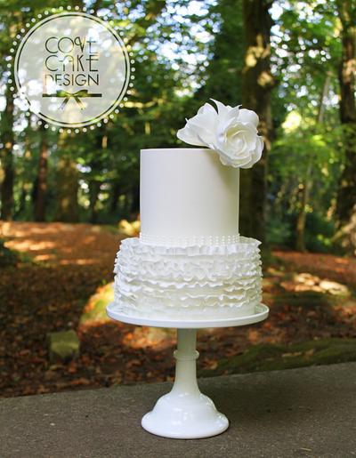 White ruffles and roses - Cake by Cove Cake Design