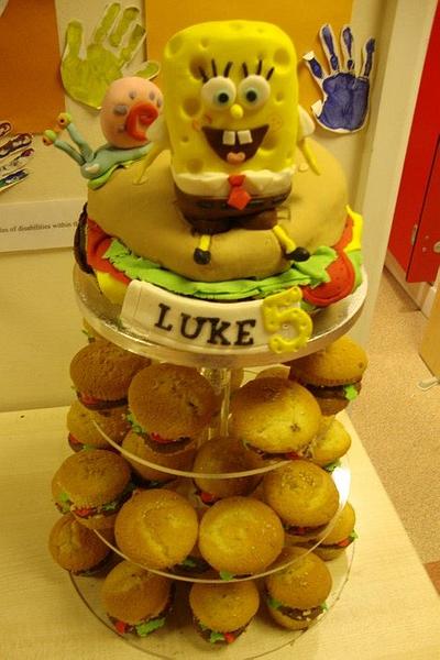 Giant Krabby Patty with Krabby Patty Cupcakes! - Cake by Floriana Reynolds