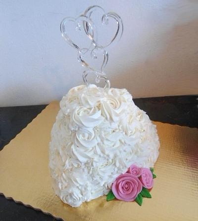Whipped Cream Roses Wedding Cake - Cake by Sugar Me Cupcakes