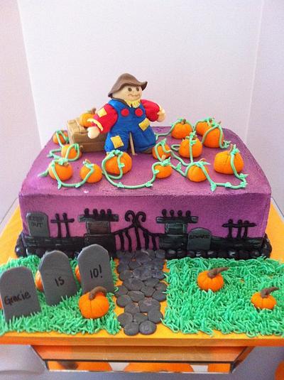 Scary Pumpkin Patch cake - Cake by Sweet Scene Cakes