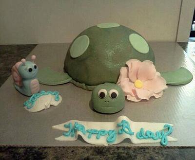 Sea turtle cake and his little snail friend:) - Cake by Charise Viccarone~ The Flour Bouquet Co.