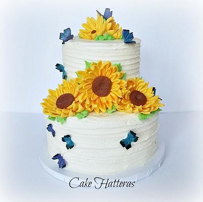 Sunflowers and Butterflies - Cake by Donna Tokazowski- Cake Hatteras, Martinsburg WV