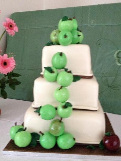 tumbling apples wedding cake - Cake by Mandy