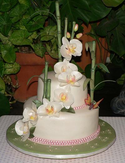 Phalaenopsis Orchid Wedding - Cake by Kendra's Country Bakery