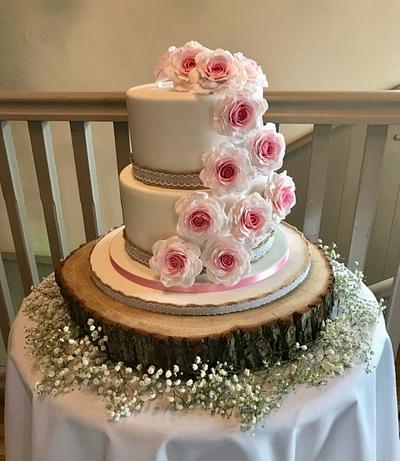 Hessian and Pink Roses - Cake by Canoodle Cake Company