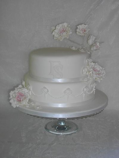 Blush rose wedding cake - Cake by Mandy