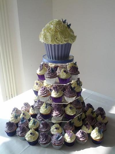 A purple cupcake tower - Cake by Brooke