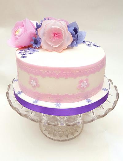 Wafer paper flower cake - Cake by Shazyone