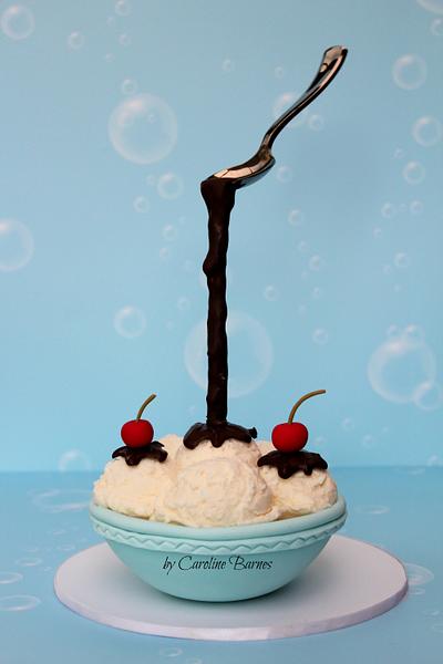 Gravity defying bowl of ice cream cake - Cake by Love Cake Create