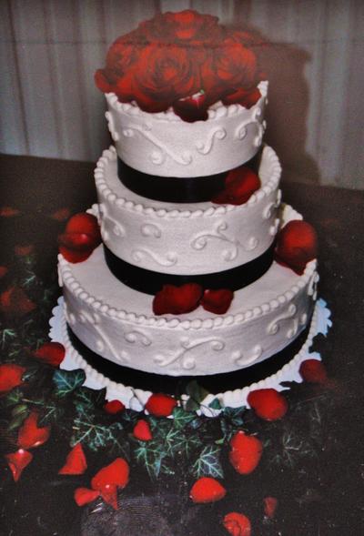 Black and red Buttercream wedding cake - Cake by Nancys Fancys Cakes & Catering (Nancy Goolsby)