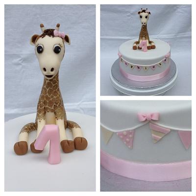 First Birthday cake with giraffe - Cake by Denisa O'Shea