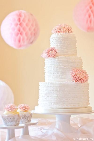 Ruffles & Dahlia Wedding Cake - Cake by Sugar Ruffles