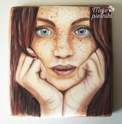 Portrait of a girl- hand painted - Cake by Ewa Kiszowara