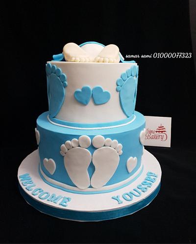 Baby blue baby shower cake  - Cake by Simo Bakery