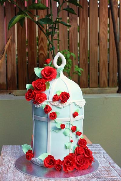 Birdcage of Red Roses - Cake by LadySucre