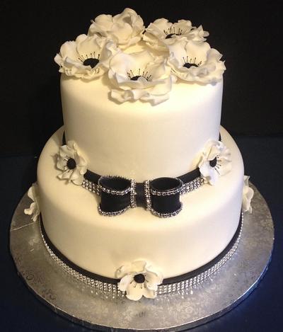 Black & White Bridal Shower Cake - Cake by Tracy's Custom Cakery LLC