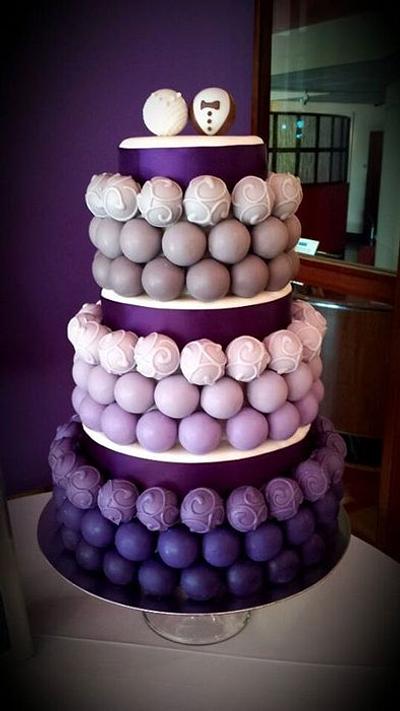 Purple and Gray Cake Bite Wedding  - Cake by Yolanda Marshall 