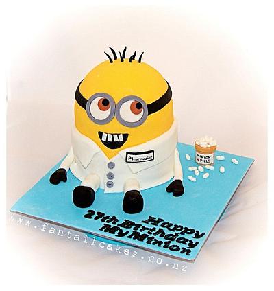 Pharmacist Minion Cake With Minion Pills - Cake by Fantail Cakes