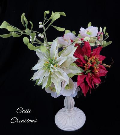 Christmas Flowers  - Cake by Calli Creations