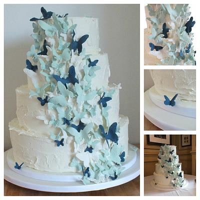 Blue butterfly wedding cake - Cake by jennie