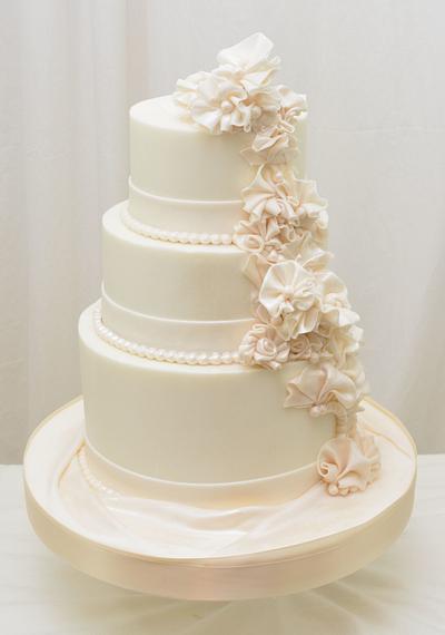  White Wedding Cake With Ruffles - Cake by Sugarpixy