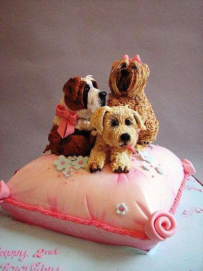 3 Puppies on a pillow - Cake by Suzanne Thorp