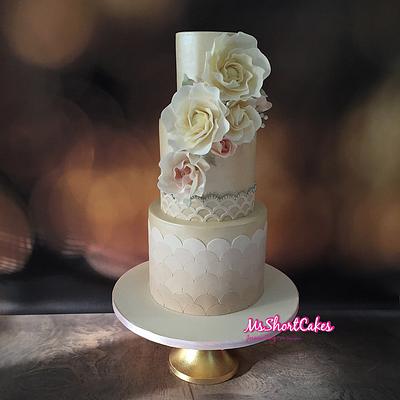 Ivory Ombre Scales with Spring Flowers - Cake by Miss Shortcakes