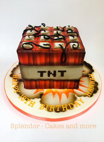 Airbrushed Minecraft TNT - Cake by Ellen Redmond@Splendor Cakes