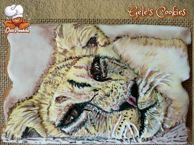Tired lion cookie - Cake by Gele's Cookies